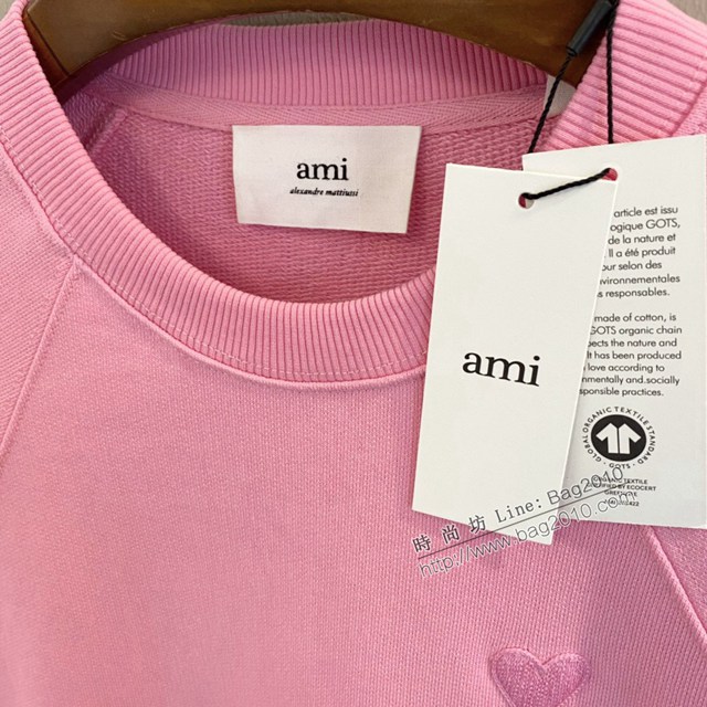Ami專櫃2023FW新款愛心刺繡插肩圓領衛衣 男女同款 tzy3198
